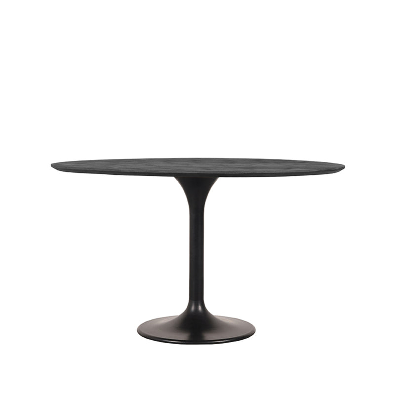 Eettafel Eetkamertafel Otto Zwart Mangohout 130 cm Rond-Eettafels-LABEL51