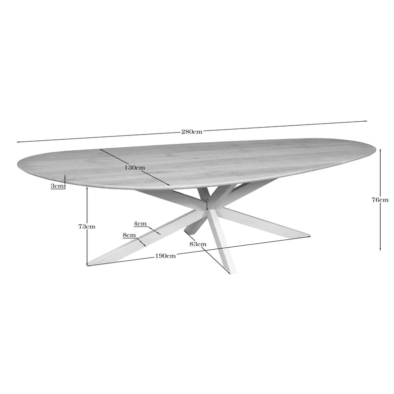 Eettafel Eiken eettafel Cloud 280 cm Naturel Poot Zand-Eettafels-Starfurn