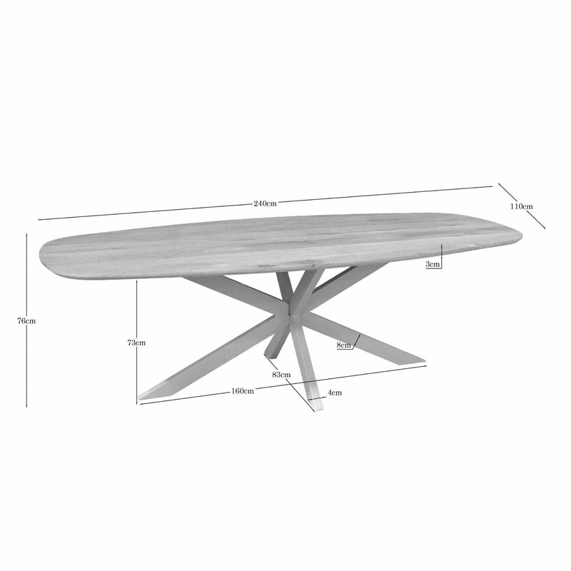 Eettafel Eiken eettafel Ferris Deens Ovaal 240 cm Naturel Poot-Eettafels-Starfurn