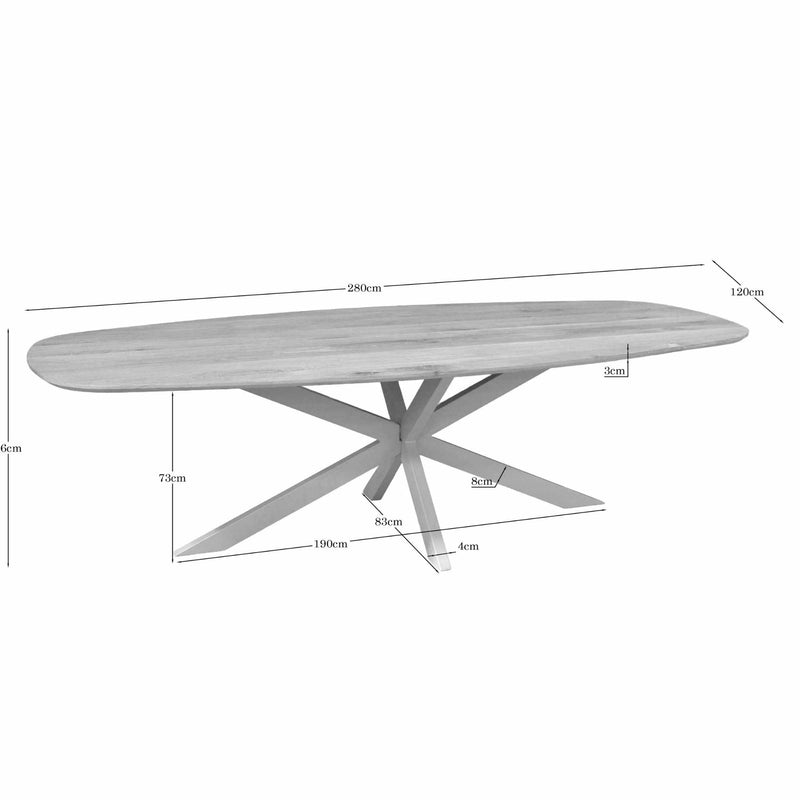 Eettafel Eiken eettafel Ferris Deens Ovaal 280 cm Naturel Poot-Eettafels-Starfurn