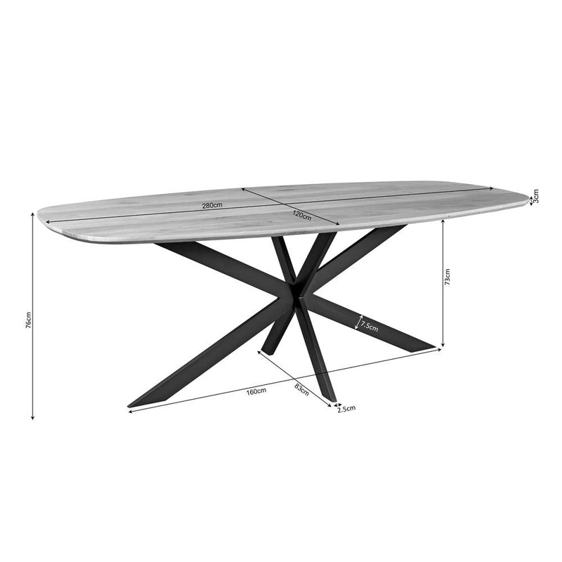 Eettafel Eiken eettafel Ferris Deens Ovaal 280 cm Zwart-Eettafels-Starfurn