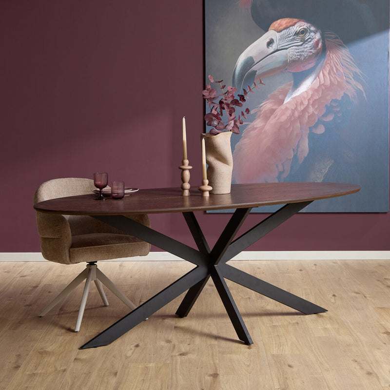 Eettafel Eiken eettafel Ferris Ovaal 180 cm Bruin 180x100x76 cm-Eettafels-Starfurn