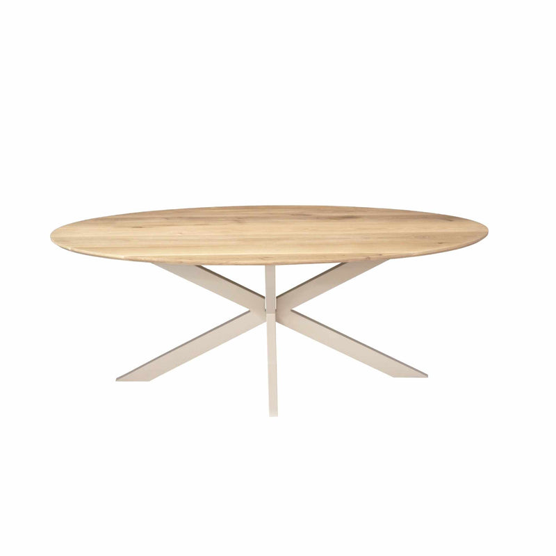 Eettafel Eiken eettafel Ferris Ovaal 180 cm Naturel Poot Zand-Eettafels-Starfurn