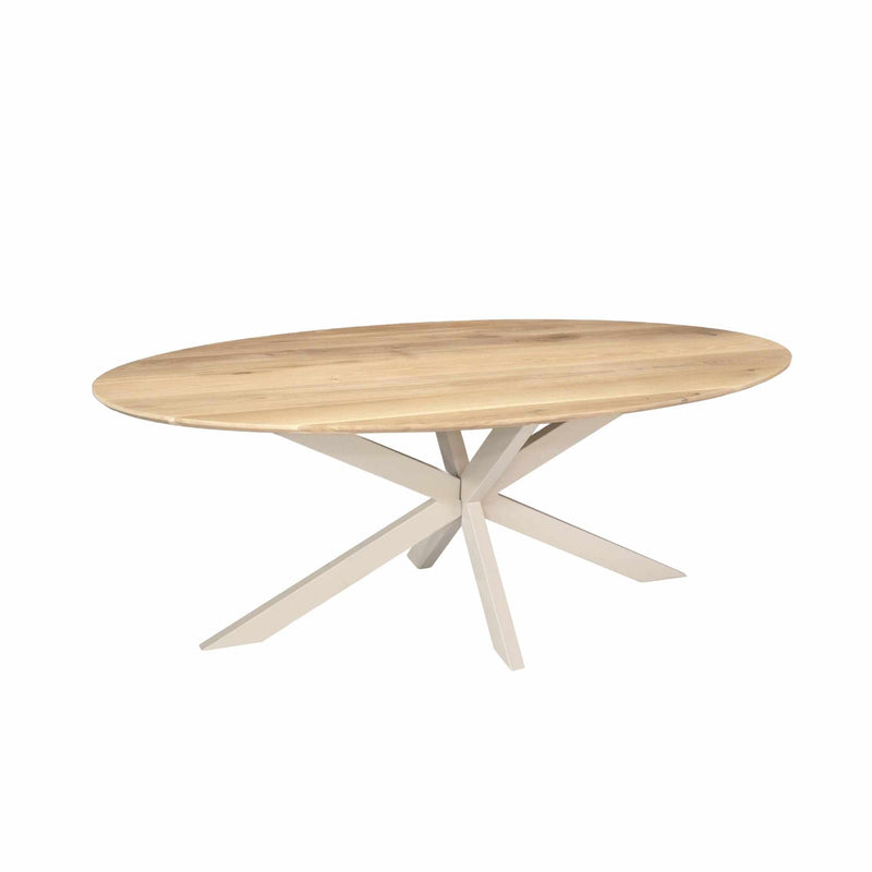 Eettafel Eiken eettafel Ferris Ovaal 210 cm Naturel Poot Zand-Eettafels-Starfurn