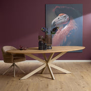 Eettafel Eiken eettafel Ferris Ovaal 210 cm Naturel Poot Zand-Eettafels-Starfurn