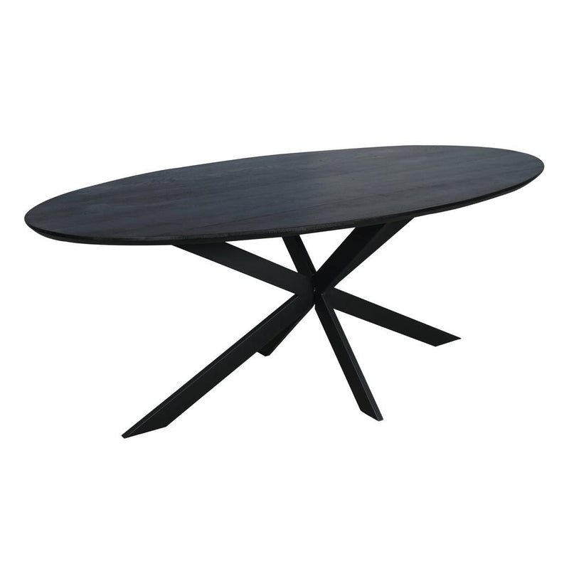 Eettafel Eiken eettafel Ferris Ovaal 210 cm Zwart 210x100x76 cm-Eettafels-Starfurn