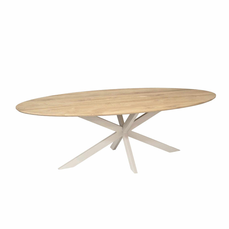 Eettafel Eiken eettafel Ferris Ovaal 240 cm Naturel Poot Zand-Eettafels-Starfurn