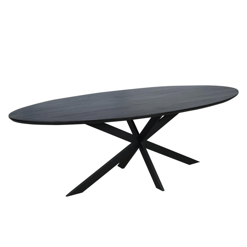 Eettafel Eiken eettafel Ferris Ovaal 240 cm Zwart 240x110x76 cm-Eettafels-Starfurn