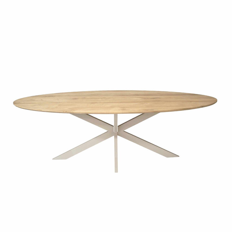 Eettafel Eiken eettafel Ferris Ovaal 280 cm Naturel Poot Zand-Eettafels-Starfurn