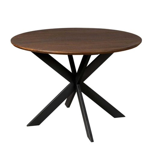 Eettafel Eiken eettafel Ferris Rond 110 cm Bruin 110x110x76 cm-Eettafels-Starfurn