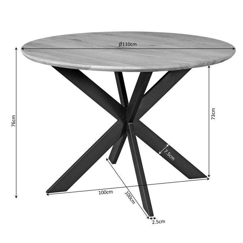 Eettafel Eiken eettafel Ferris Rond 110 cm Naturel 110x110x76 cm-Eettafels-Starfurn