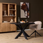 Eettafel Eiken eettafel Ferris Rond 110 cm Zwart 110x110x76 cm-Eettafels-Starfurn