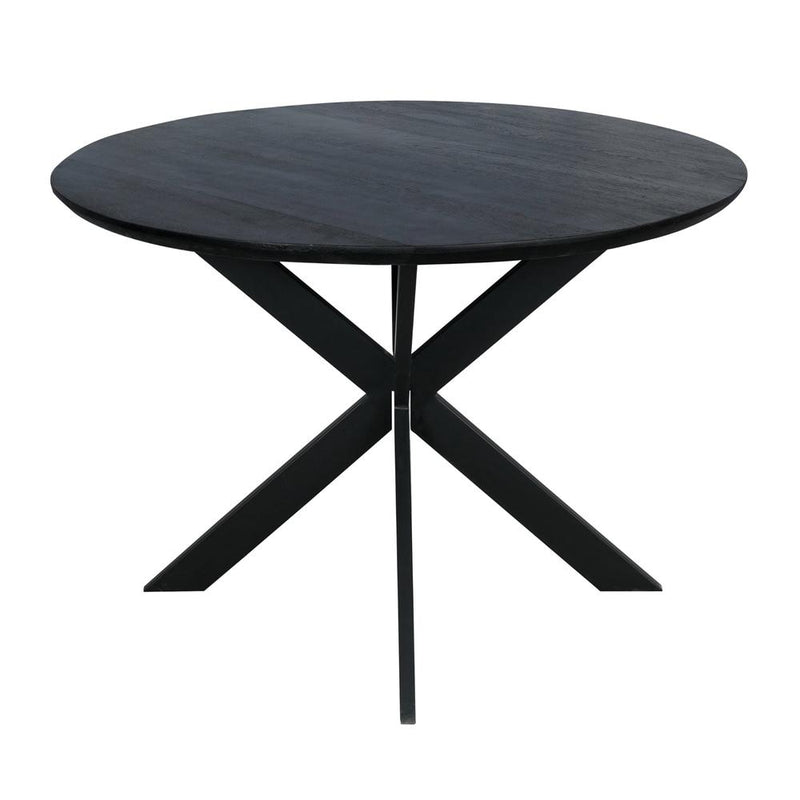 Eettafel Eiken eettafel Ferris Rond 110 cm Zwart 110x110x76 cm-Eettafels-Starfurn