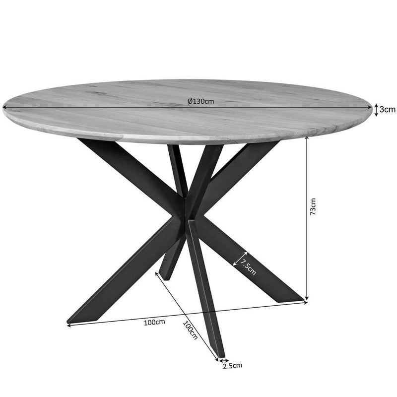 Eettafel Eiken eettafel Ferris Rond 130 cm Bruin 130x130x76 cm-Eettafels-Starfurn