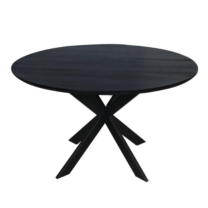 Eettafel Eiken eettafel Ferris Rond 130 cm Zwart 130x130x76 cm-Eettafels-Starfurn