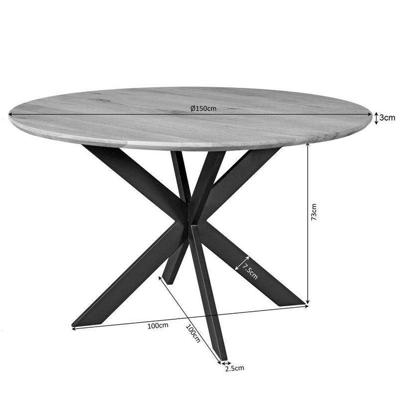 Eettafel Eiken eettafel Ferris Rond 150 cm Bruin 150x150x76 cm-Eettafels-Starfurn