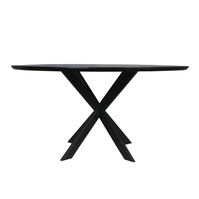 Eettafel Eiken eettafel Ferris Rond 150 cm Zwart 150x150x76 cm-Eettafels-Starfurn
