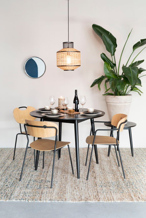 Eettafel Fabio 100 Eikenfineer Zwart Ø100x75 cm-Eettafels-Creating Home