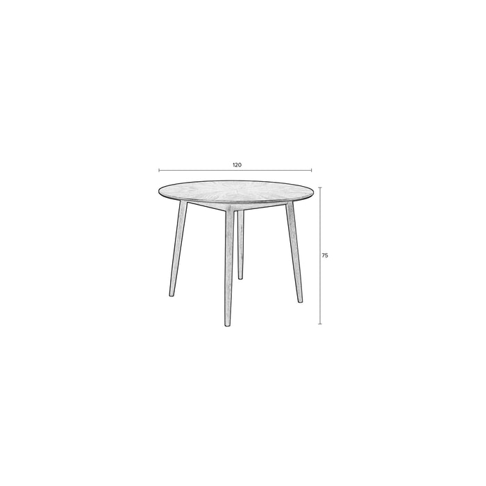 Eettafel Fabio 120 Eikenfineer Zwart Ø120x75 cm