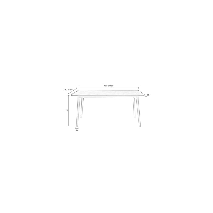 Eettafel Fabio 160x80 Eikenfineer Zwart 80x160 cm