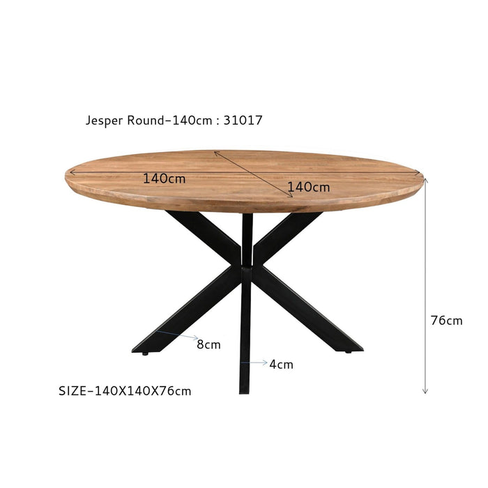 Eettafel Jesper Mangohout Naturel hout 140 cm-Eettafels-Livingfurn