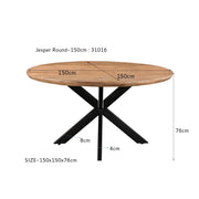 Eettafel Jesper Mangohout Naturel hout 150 cm 150x150x76 cm-Eettafels-Livingfurn