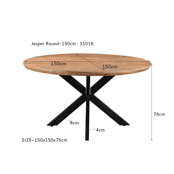 Eettafel Jesper Mangohout Naturel hout 150 cm-Eettafels-Livingfurn