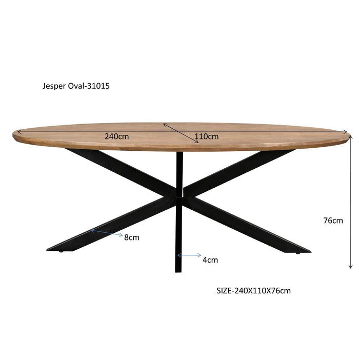 Eettafel Jesper Mangohout Naturel hout 240x110 cm-Eettafels-Livingfurn