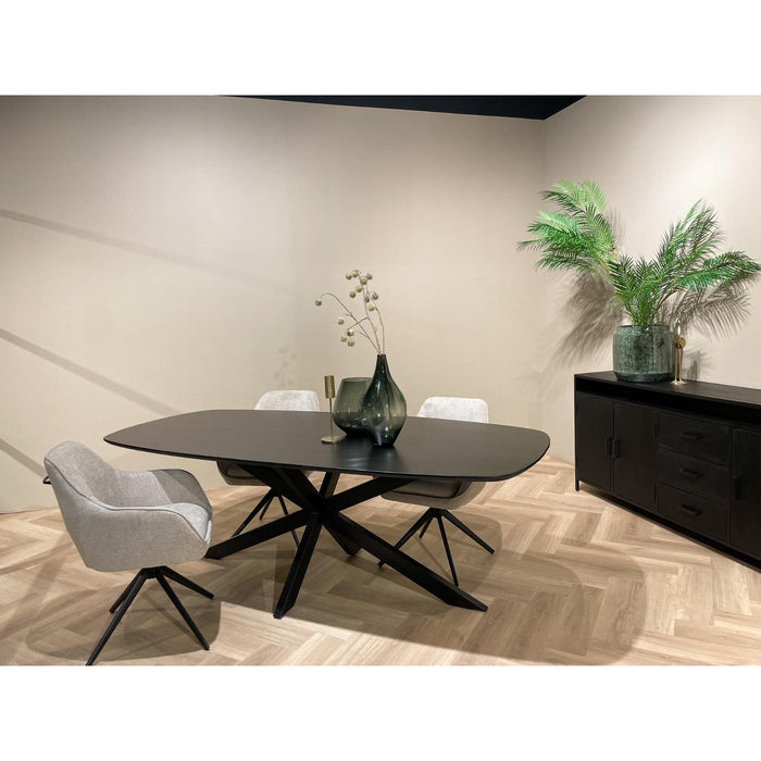 Eettafel Jesper Mangohout Zwart 180x90 cm-Eettafels-Livingfurn