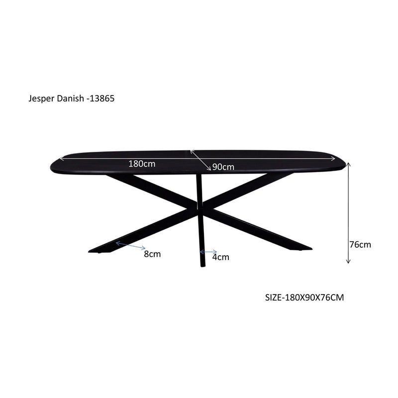 Eettafel Jesper Mangohout Zwart 180x90 cm-Eettafels-Livingfurn
