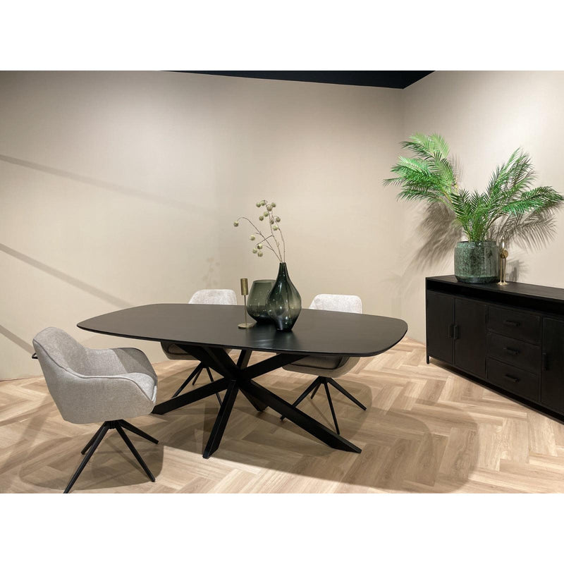 Eettafel Jesper Mangohout Zwart 210x105 cm-Eettafels-Livingfurn