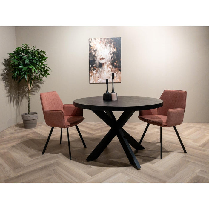 Eettafel Kala Mangohout Zwart 120 cm 120x120x76 cm-Eettafels-Livingfurn