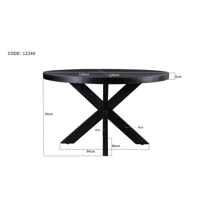 Eettafel Kala Mangohout Zwart 120 cm-Eettafels-Livingfurn