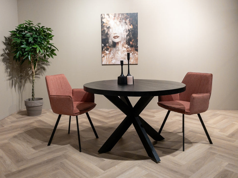 Eettafel Kala Mangohout Zwart 120 cm-Eettafels-Livingfurn
