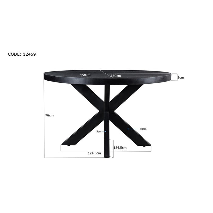 Eettafel Kala Mangohout Zwart 150 cm-Eettafels-Livingfurn