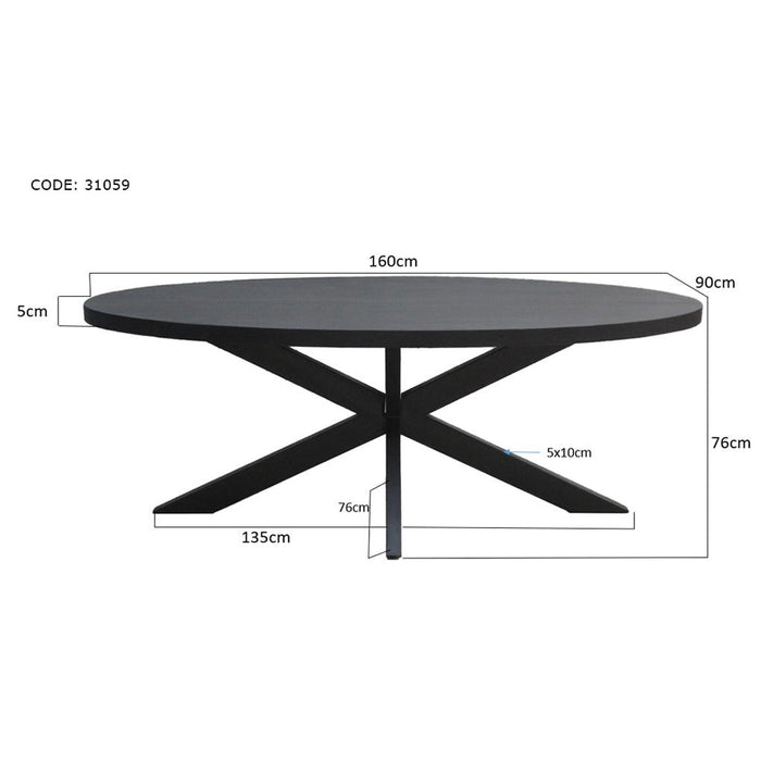 Eettafel Kala Mangohout Zwart 160x90 cm-Eettafels-Livingfurn