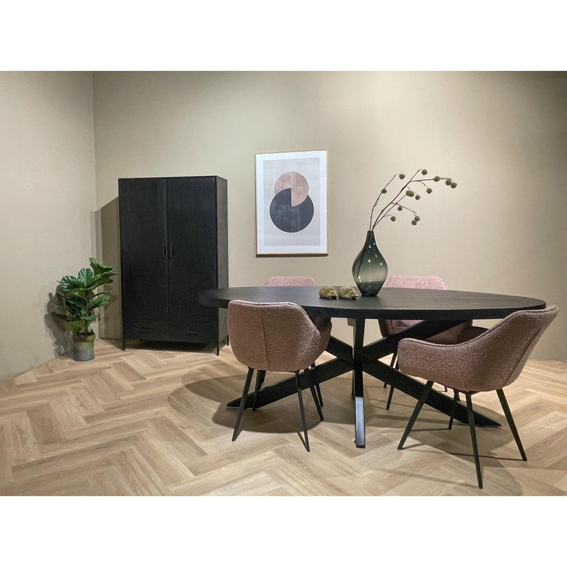 Eettafel Kala Mangohout Zwart 180x90 cm 13692-Eettafels-Livingfurn