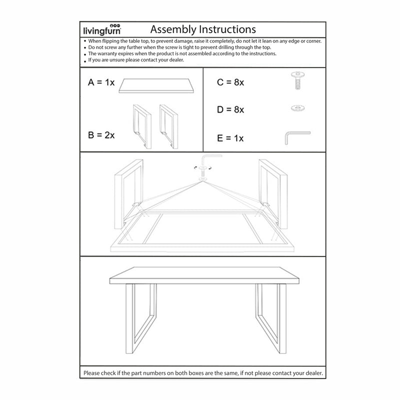 Eettafel Kala Mangohout Zwart 200x100 cm 12166-Eettafels-Livingfurn