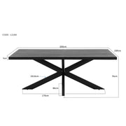 Eettafel Kala Mangohout Zwart 200x100 cm 12184-Eettafels-Livingfurn