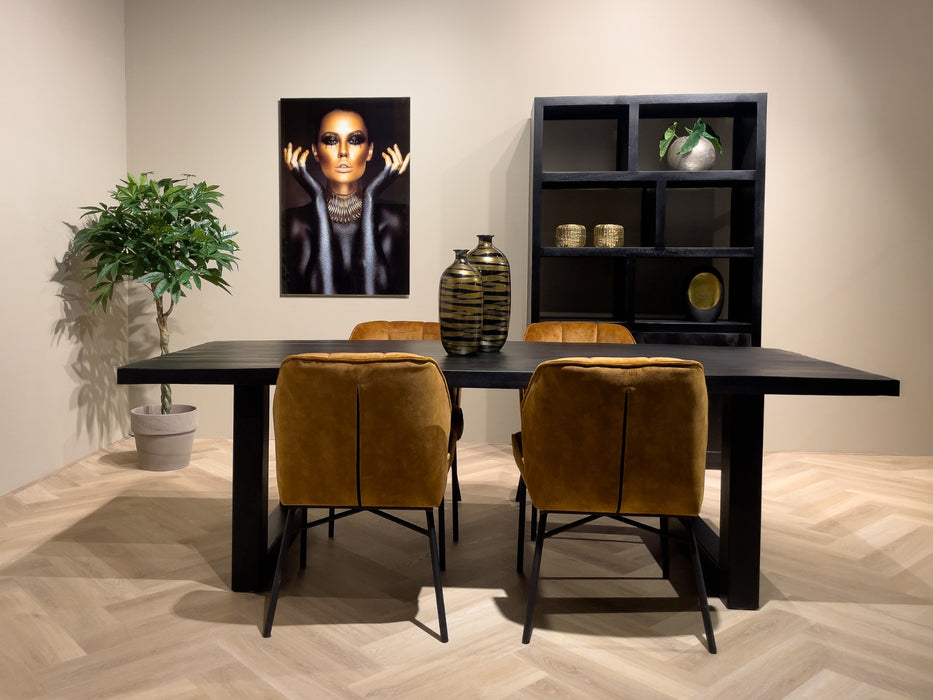 Eettafel Kala Mangohout Zwart 200x100 cm-Eettafels-Livingfurn