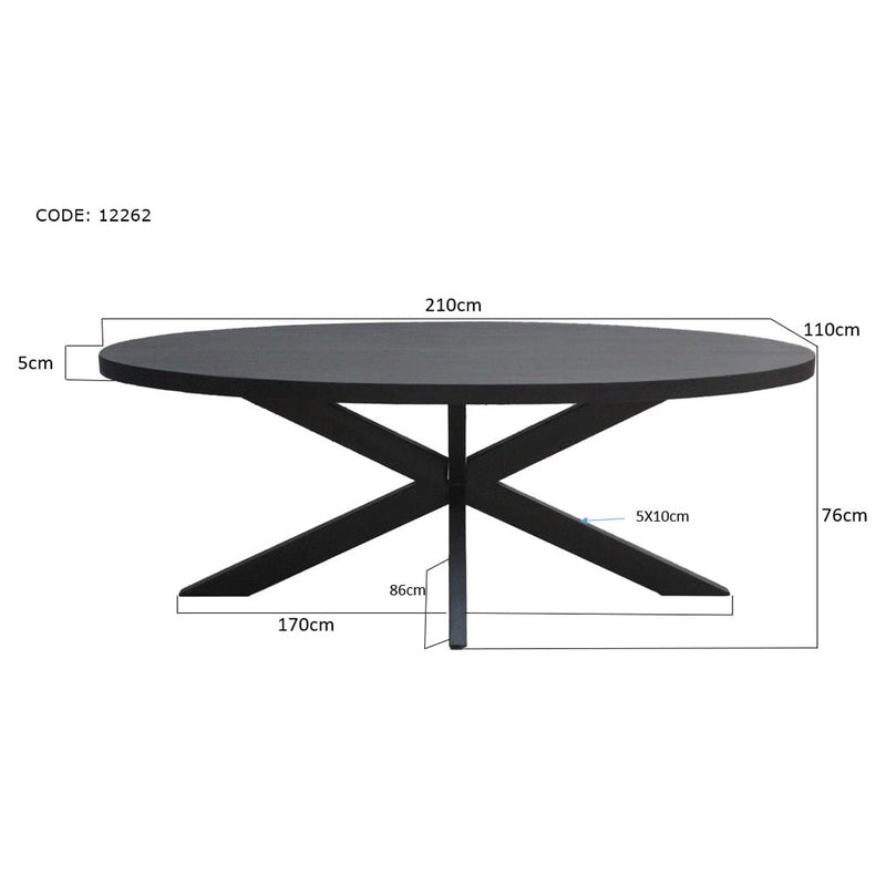 Eettafel Kala Mangohout Zwart 210x100 cm-Eettafels-Livingfurn