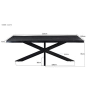 Eettafel Kala Mangohout Zwart 220x100 cm 12171-Eettafels-Livingfurn