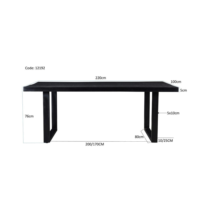 Eettafel Kala Mangohout Zwart 220x100 cm-Eettafels-Livingfurn