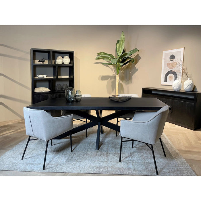 Eettafel Kala Mangohout Zwart 220x100 cm-Eettafels-Livingfurn