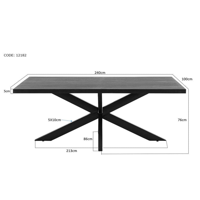 Eettafel Kala Mangohout Zwart 240x100 cm-Eettafels-Livingfurn