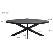 Eettafel Kala Mangohout Zwart 24x110 cm-Eettafels-Livingfurn