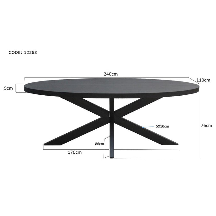 Eettafel Kala Mangohout Zwart 24x110 cm-Eettafels-Livingfurn