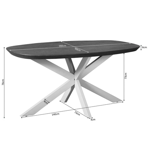 Eettafel Madison Bruin 160 cm Deens Ovaal Poot Zwart 160x90x76 cm-Eettafels-Starfurn