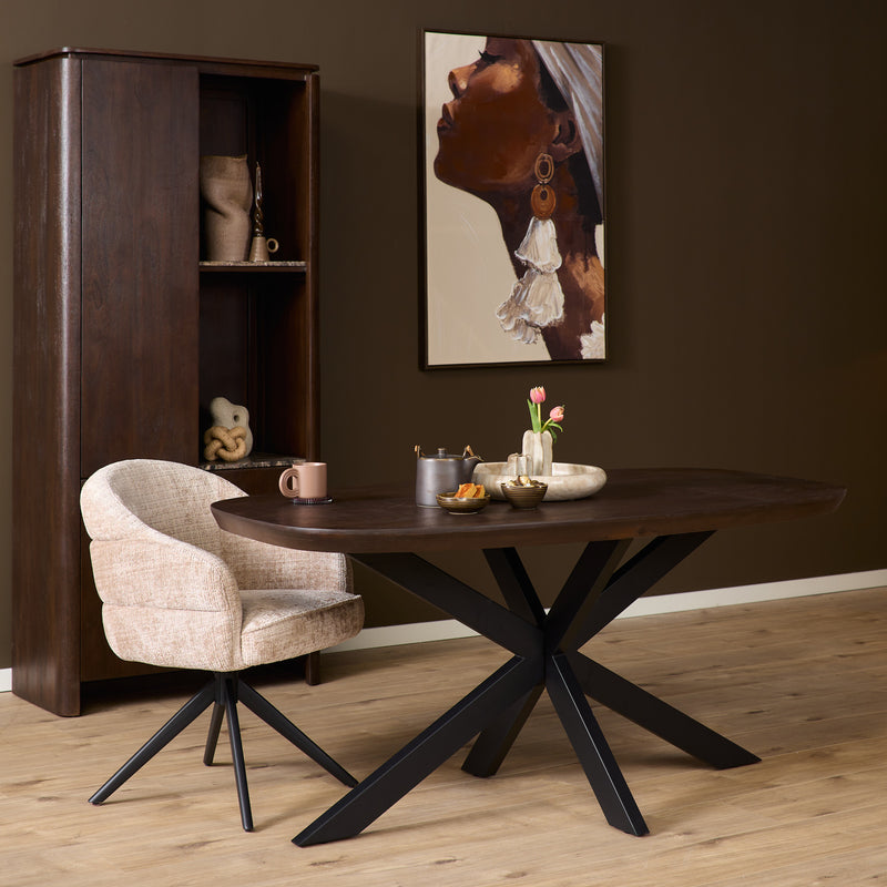 Eettafel Madison Bruin 160 cm Deens Ovaal Poot Zwart 160x90x76 cm-Eettafels-Starfurn