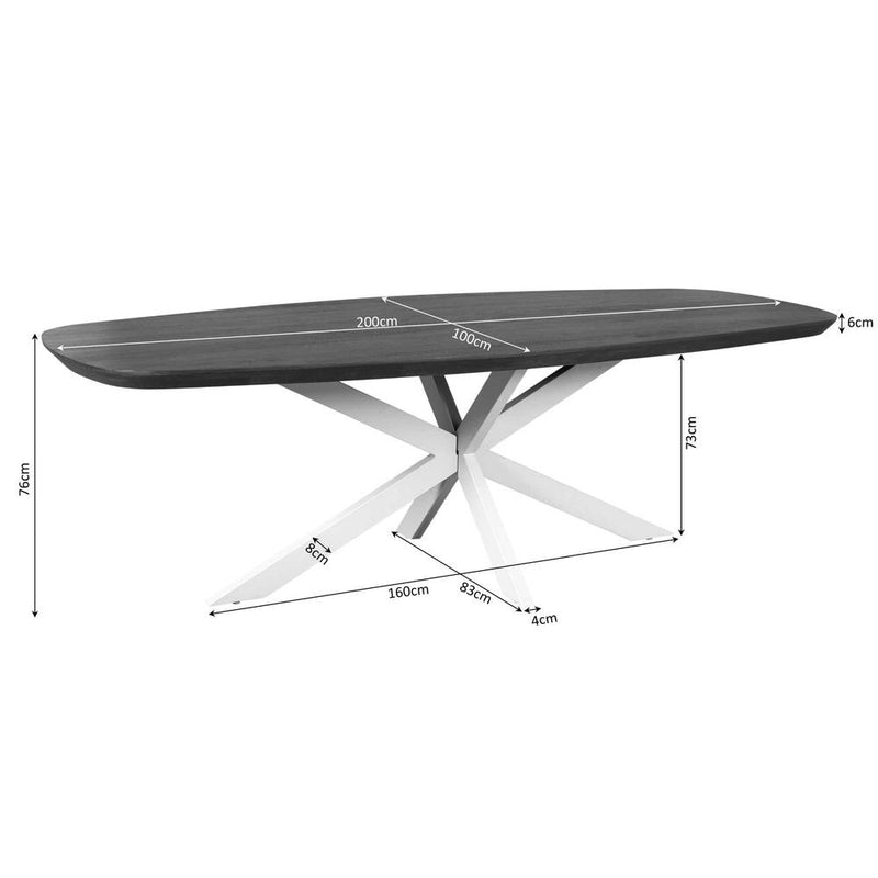 Eettafel Madison Bruin 200 cm Deens Ovaal Poot Zand 200x100x76 cm-Eettafels-Starfurn